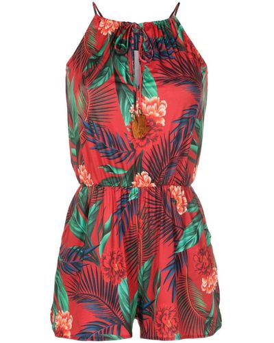 Lygia & Nanny Laya Botanical-print Playsuit - Red