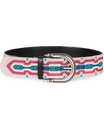 Etro Adjustable Embroidered-design Belt - Pink