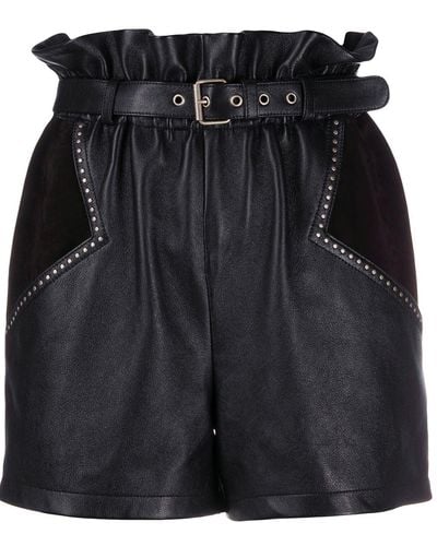 Saint Laurent Stud-embellished Paperbag Shorts - Black