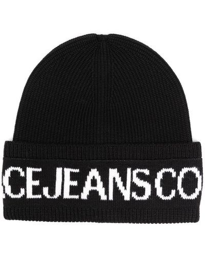 Versace Jeans Couture Intarsien-Mütze mit Logo - Schwarz