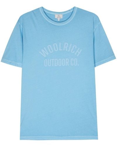 Woolrich Logo-Print Cotton T-Shirt - Blue