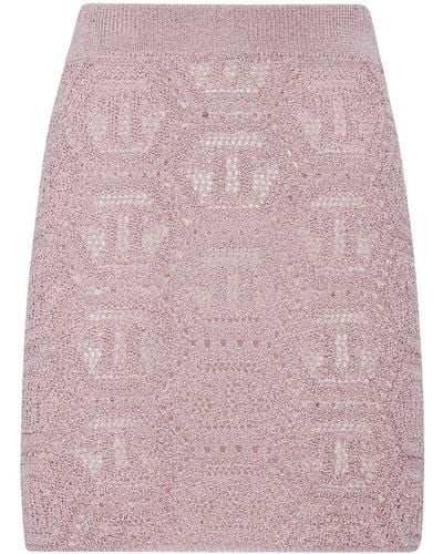 Philipp Plein Monogram-pattern Knitted Miniskirt - Pink