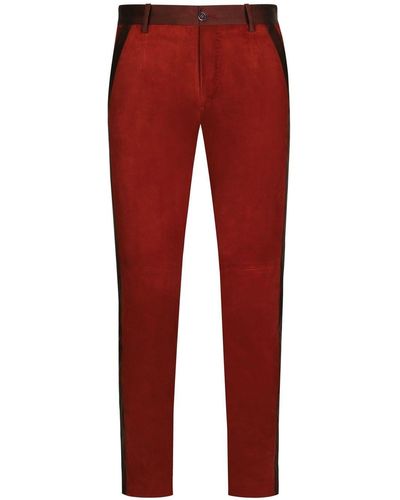 Dolce & Gabbana Klassische Hose aus Wildleder - Rot