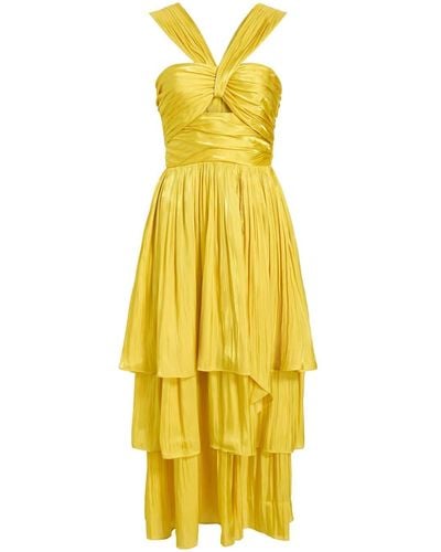 Cinq À Sept Malia Silk Midi Dress - Yellow