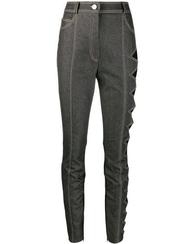 David Koma Side Cut-out High Rise Skinny Jeans - Gray