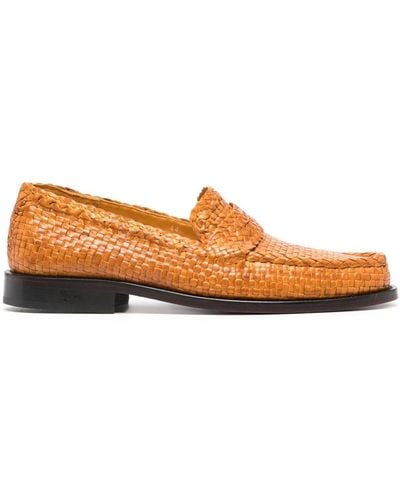 Marni Interwoven Leather Loafers - Orange