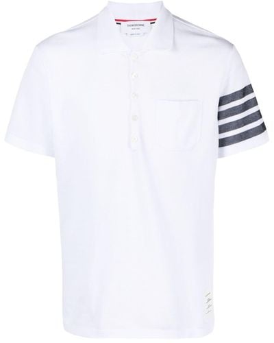 Thom Browne Poloshirt mit Logo-Streifen - Weiß
