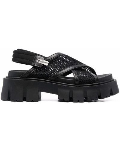 Premiata Mesh-strap Detail Sandals - Black