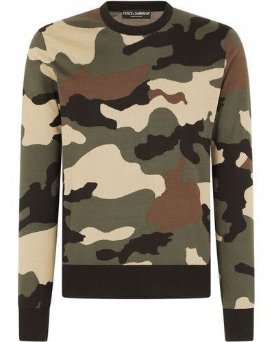 Dolce & Gabbana Camouflage-pattern Silk Sweater - Green