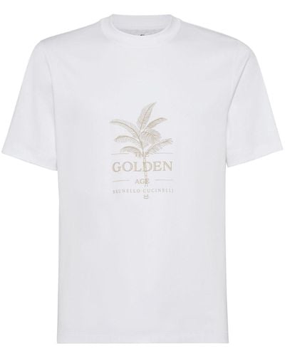 Brunello Cucinelli T-Shirt mit Logo-Print - Weiß