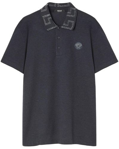 Versace Poloshirt mit Medusa-Motiv - Blau