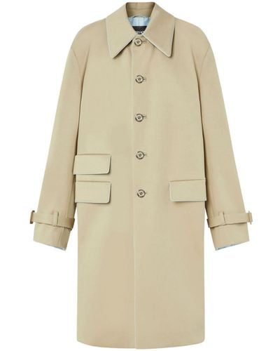 Versace Single-breasted Cotton Coat - Natural