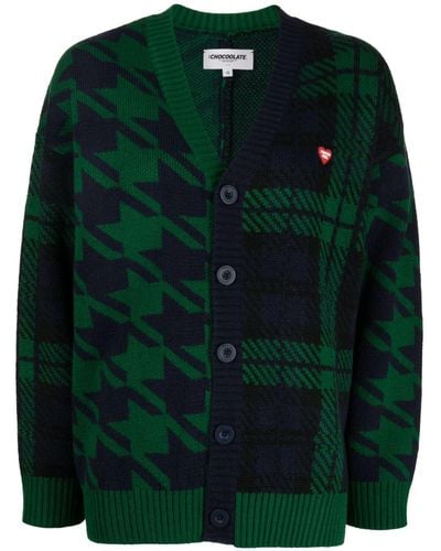 Chocoolate Patterned Intarsia-knit Cardigan - Green
