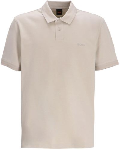 BOSS Logo-embroidered Cotton Polo Shirt - White