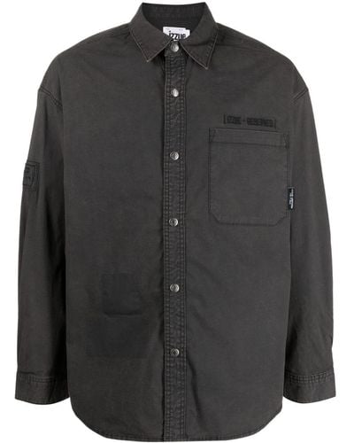Izzue Logo-embroidered Cotton-blend Shirt - Black