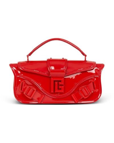 Balmain Blaze Patent-leather Clutch Bag - Red