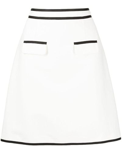 Paule Ka Contrasting-trim A-line Skirt - White