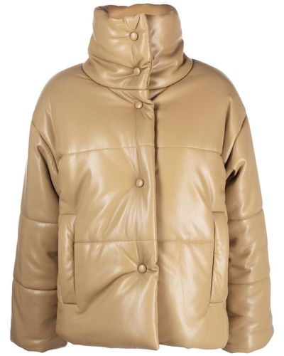 Nanushka Faux-leather Puffer Jacket - Natural