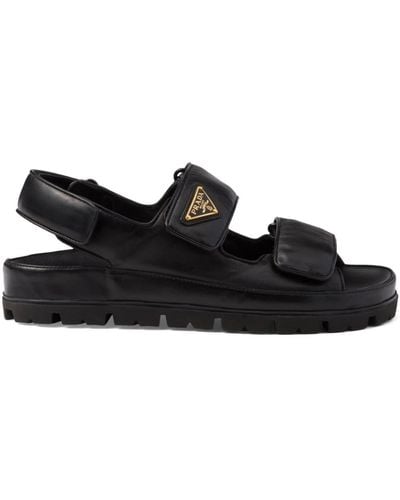 Prada Flat Nappa Leather Sandals - Black