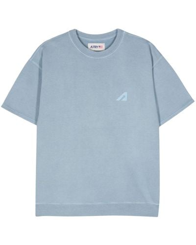 Autry Logo-print Cotton T-shirt - Blue