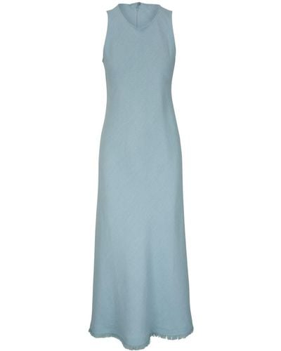 Antonelli Sleeveless Frayed Midi Dress - Blue