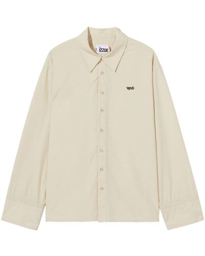Izzue Logo-embroidered Cotton Shirt - Natural