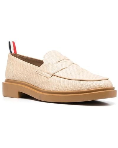 Thom Browne Raffia Penny Loafers - Natural
