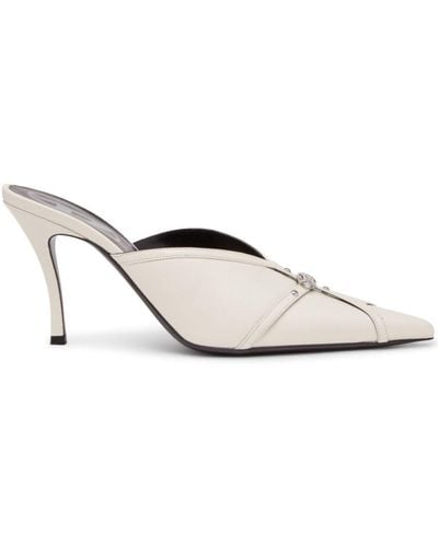DIESEL D-electra 85mm Leather Mules - White
