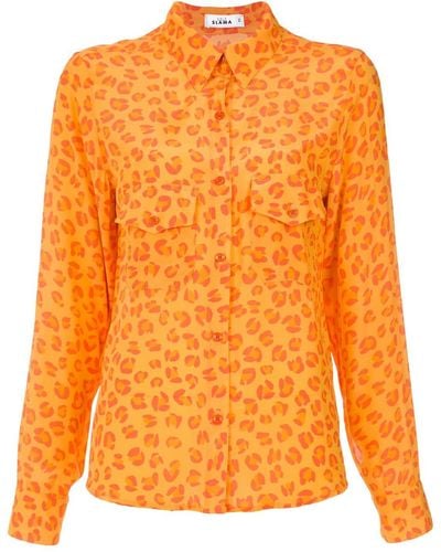 Amir Slama Hemd mit Leoparden-Orint - Orange