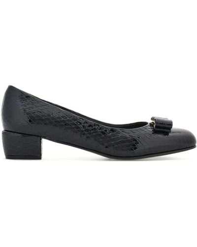 Ferragamo 30mm Bow-detailing Leather Court Shoes - Black