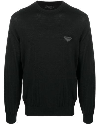 Prada Jersey de punto con logo - Negro