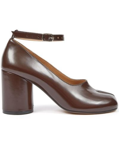 Maison Margiela Tabi 80mm Leather Court Shoes - Brown