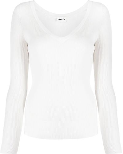 P.A.R.O.S.H. Camiseta con cuello en V - Blanco