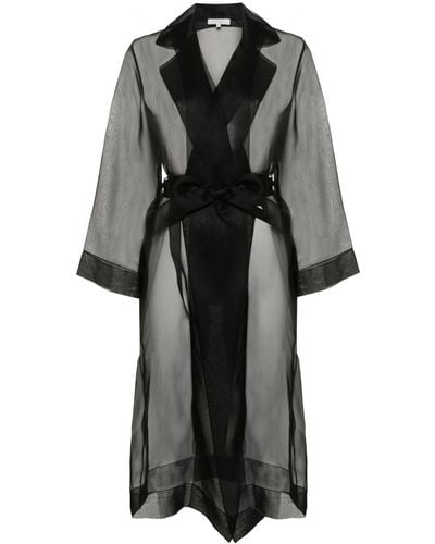 Antonelli Gonzales silk sheer trench coat - Negro