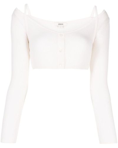 Jason Wu Rib-knit Long-sleeved Crop-top - White