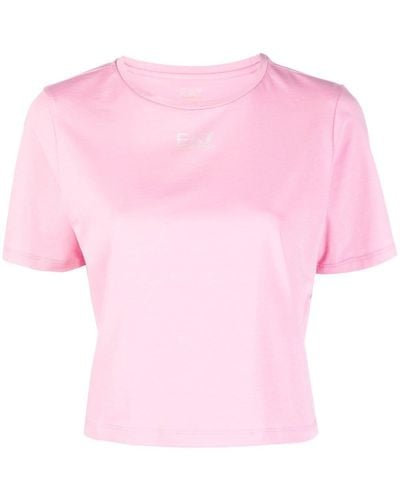 EA7 Camiseta corta con logo estampado - Rosa