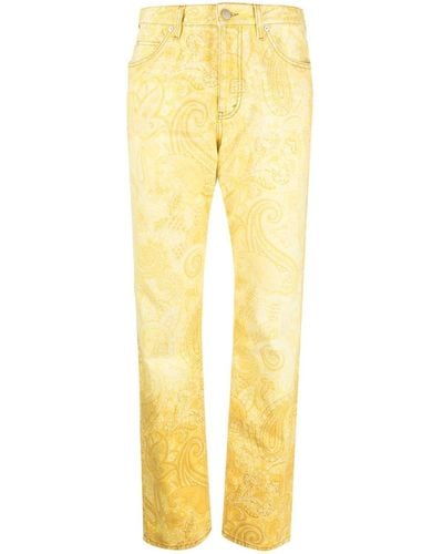 Etro Paisley-print Straight-leg Pants - Yellow