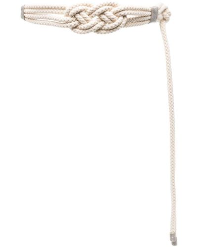 Peserico Bead-detailing Braided Belt - White