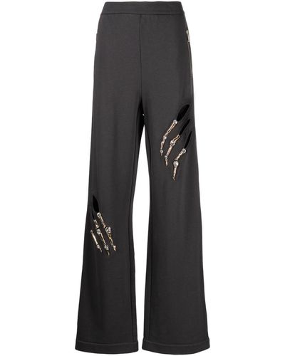 Area Claw Cut-out Cotton Track Pants - Black