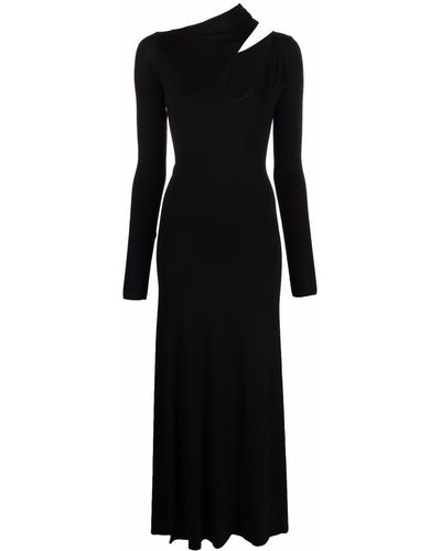 MANURI Cut-out Detail Long-sleeve Dress - Black