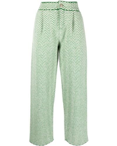 Barrie Chevron-knit Pleated Pants - Green