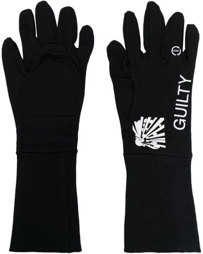 032c Embroidered-logo Organic-cotton Gloves - Black