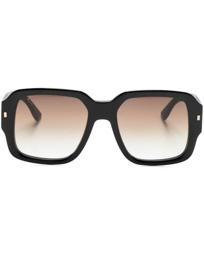 DSquared² Eckige Sonnenbrille mit Logo - Schwarz