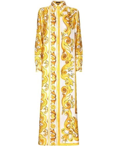 Dolce & Gabbana Majolica-print Silk Dress - Metallic