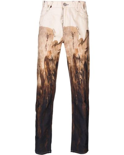 Vivienne Westwood Painterly-print Tapered Cotton Trousers - White
