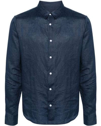 Sandro Classic-collar Linen Shirt - Blue