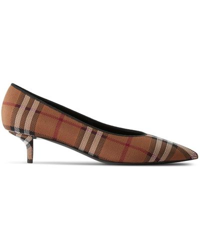 Burberry Haymarket Check Pointed-toe Pumps - Brown