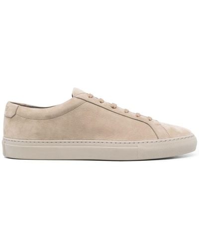 Moorer Lace-up Suede Trainers - Natural