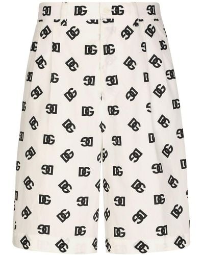 Dolce & Gabbana Dg Monogram Poplin Shorts - White