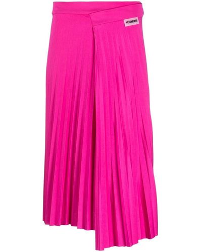 Vetements Asymmetric Pleated Midi Skirt - Pink